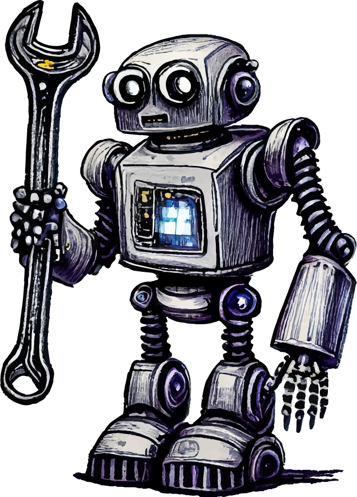 Robot holding a wrench